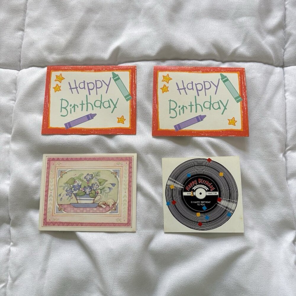 Vintage Lot of (4) 80s‎ 90s Happy Birthday Greeting MINI Cards UNUSED